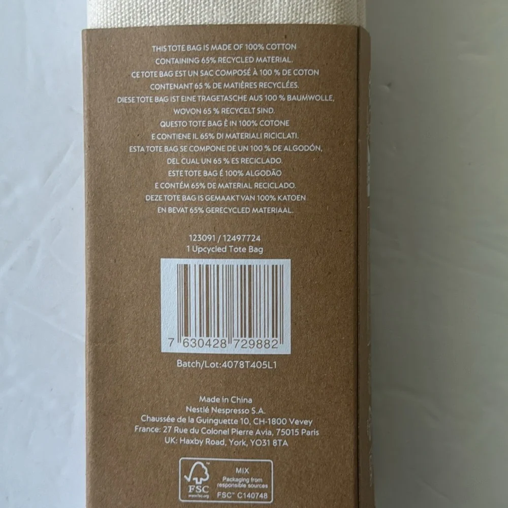 Nespresso Upcycled Canvas Tote Bag Cream